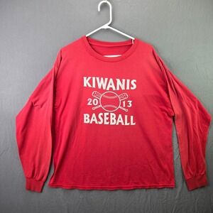 Unbranded Long Sleeve T-Shirt Mens XL Red Good Kiwanis Baseball 2013 Napa Logo